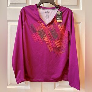 NORDIC TRACK DRI LONG SLEEVE MESH TEE PURPLE PRINT SIZE LARGE